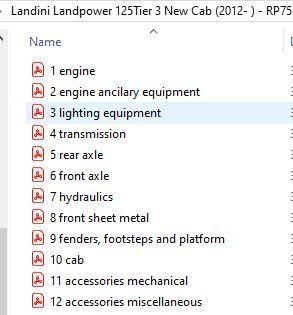 Landini Landpower 125 Tier 3 New Cab (2012- ) - RP75 -Parts Catalog
