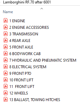 Lamborghini RF.70 after 6001 - Parts Catalog