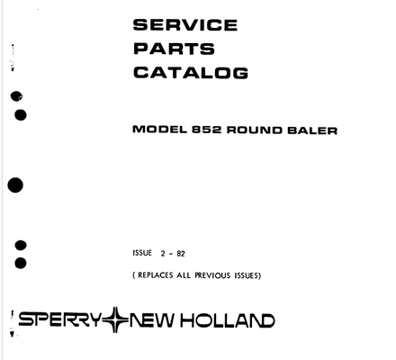 New Holland Sperry 852 Baler - Parts Catalog