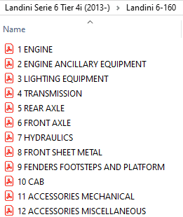 Landini 6-160 Parts Catalog