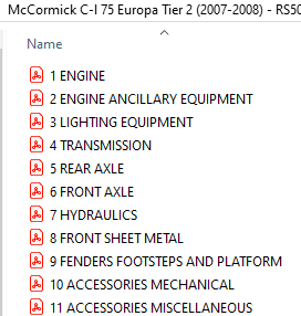 McCormick C-l 75 Europa Tier 2 (2007-2008) - RS50  Parts Catalog