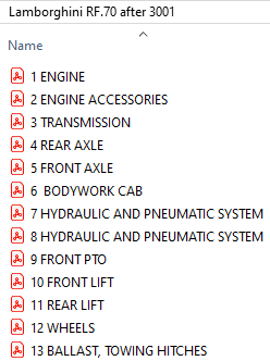 Lamborghini RF.70 after 3001 - Parts Catalog