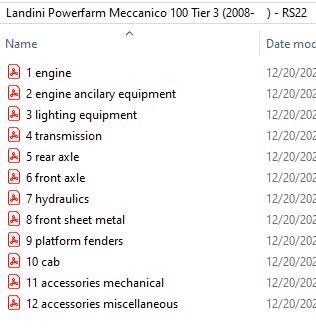 Landini Powerfarm Meccanico 100 Tier 3 (2008-    ) - RS22 Parts Catalog