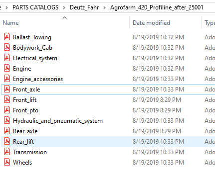Deutz Fahr Agrofarm 420 Profiline after 25001 - Parts Catalog