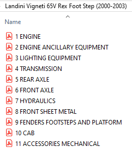Landini Vigneti 65V Rex Foot Step (2000-2003) Parts Catalog