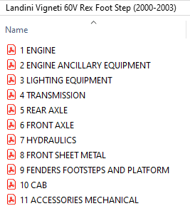 Landini Vigneti 60V Rex Foot Step (2000-2003) Parts Catalog