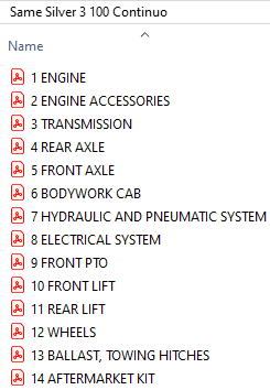 Same Silver ³ 100 Continuo - Parts Catalog