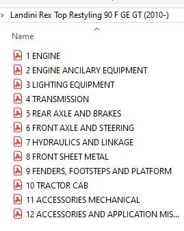 Landini Rex Top Restyling 90 F GE GT (2010-) Parts Catalog