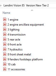 Landini Vision 85 New Tier 2 (2003-2008) - RP62 - Parts Catalog