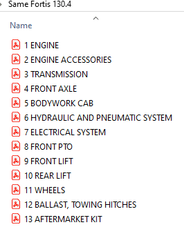 Same Fortis 130.4  - Parts Catalog