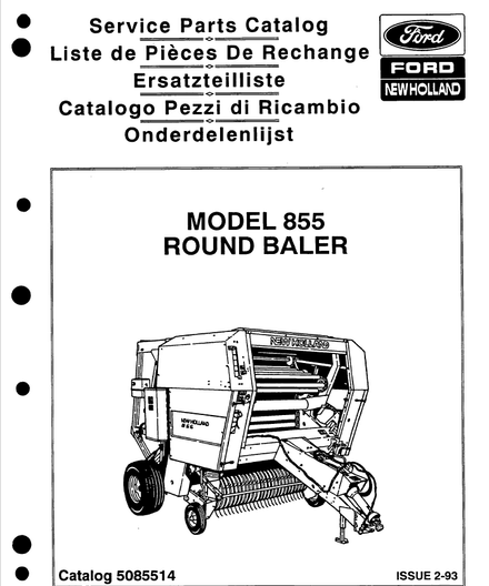 New Holland 855 Baler - Parts Catalog
