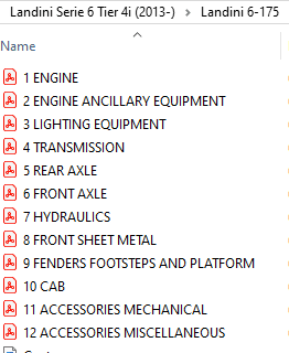 Landini 6-175 Parts Catalog