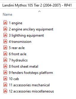 Landini Mythos 105 Tier 2 (2004-2007) - RP41  Parts Catalog