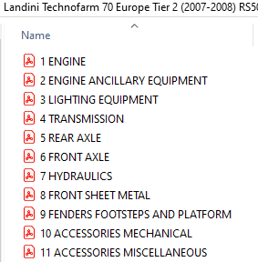 Landini Technofarm 70 Europe Tier 2 (2007-2008) RS50 - Parts Catalog