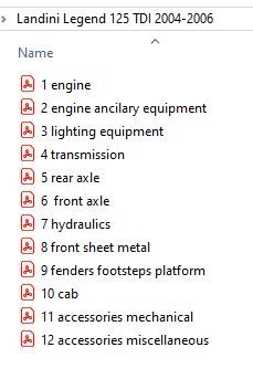 Landini  Legend 125 TDI N-G TDI (2004-2006) - RP71 - Parts Catalog