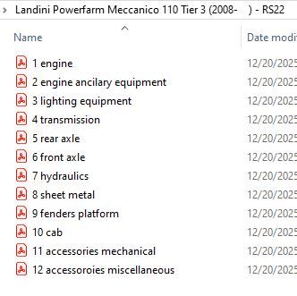Landini Powerfarm Meccanico 110 Tier 3 (2008-    ) - RS22 Parts Catalog