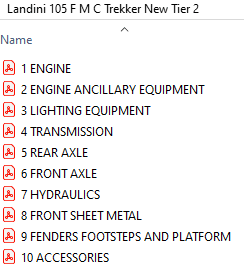 Landini Trekker 105 F M C New Tier 2 (2003-2007) - Parts Catalog