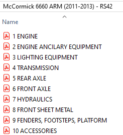 McCormick 6660 ARM (2011-2013) - RS42 Parts Catalog