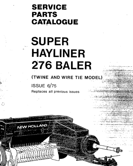 New Holland Sperry 276 Baler - Parts Catalog