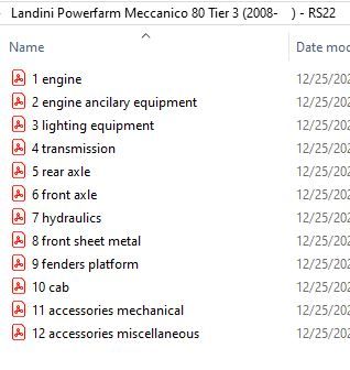 Landini Powerfarm Meccanico 80 Tier 3 (2008-    ) - RS22 Parts Catalog