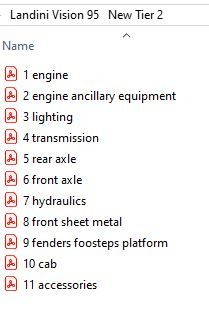 Landini Vision 95 New Tier 2 (2003-2008) - RP62 - Parts Catalog