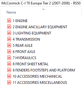 McCormick C-l 70 Europa Tier 2 (2007-2008) - RS50  Parts Catalog