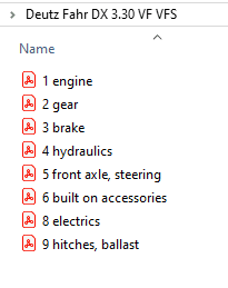 Deutz Fahr  DX 3.30 V/F   VFS - Parts Catalogs