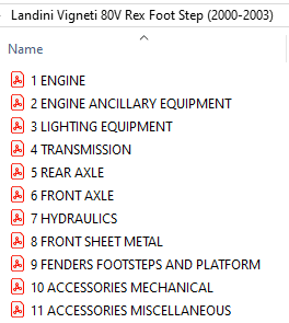 Landini Vigneti 80V Rex Foot Step (2000-2003) Parts Catalog