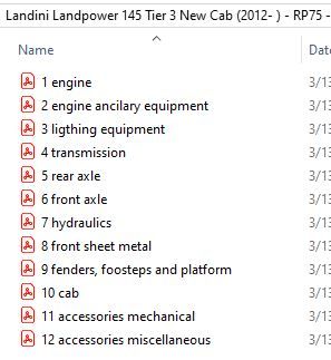 Landini Landpower 145 Tier 3 New Cab (2012- ) - RP75 - Parts Catalog