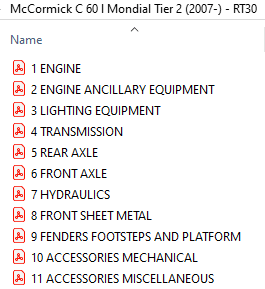 McCormick C 60 l Mondial Tier 2 (2007-) - RT30 Parts Catalog
