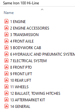 Same Iron 100 Hi-Line Parts Catalog