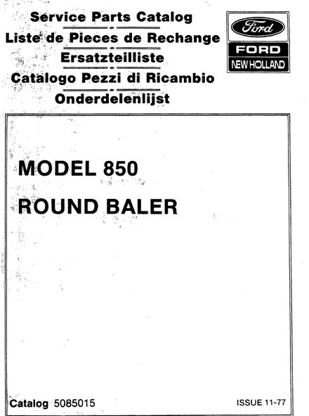 New Holland 850 Baler - Parts Catalog