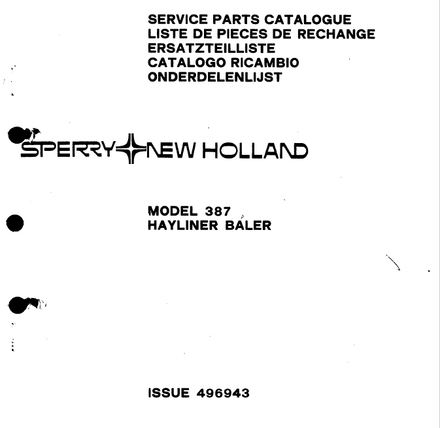 New Holland Hayliner 387 Baler - Parts Catalog