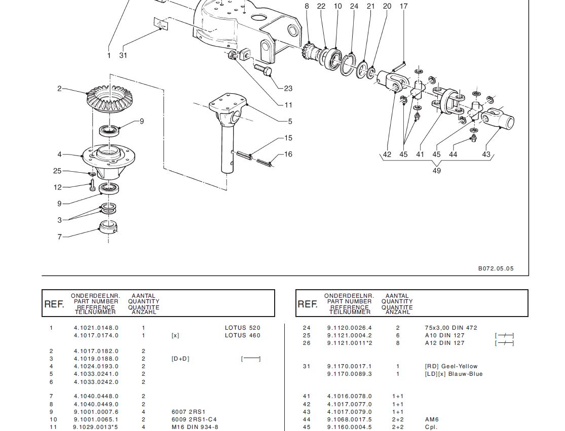 Lely Lotus Stabilo / E/ P 460/520 Rotary Tedder Parts Catalog,Lely
