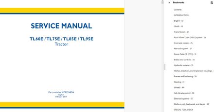 New Holland TL60E TL75E TL85E TL95E Tractors - Workshop Manual