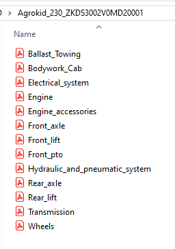 Deutz Fahr Agrokid 230 ZKDS3002V0MD20001 - Parts Catalog