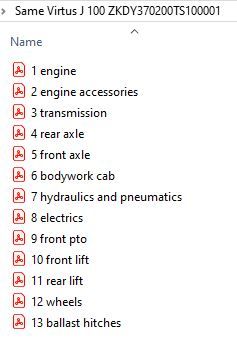 Same Virtus J 100 ZKDY370200TS100001 - Parts Catalog