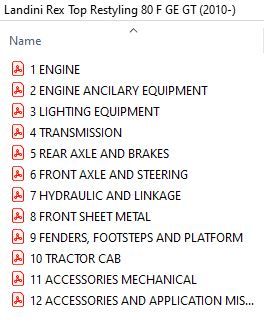 Landini Rex Top Restyling 80 F GE GT (2010-) Parts Catalog
