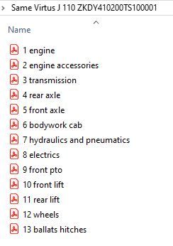 Same Virtus J 110 ZKDY410200TS100001 - Parts Catalog