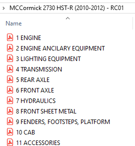 McCormick 2730 HST-R (2010-2012) - RC01 Parts Catalog