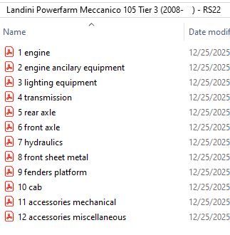 Landini Powerfarm Meccanico 105 Tier 3 (2008-    ) - RS22 Parts Catalog
