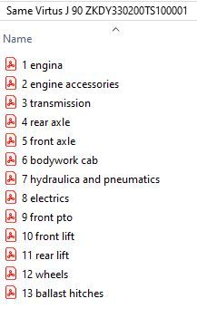 Same Virtus J 90 ZKDY330200TS100001 - Parts Catalog