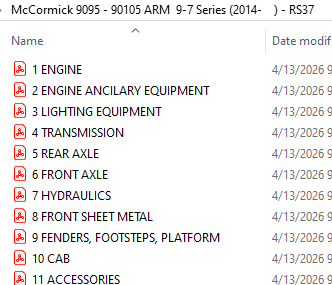 McCormick 9095 - 90105 ARM  9-7 Series (2014-    ) - RS37 Parts Catalog