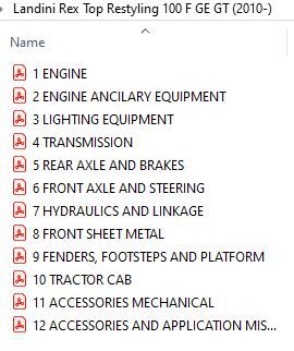 Landini Rex Top Restyling 100 F GE GT (2010-) Parts Catalog