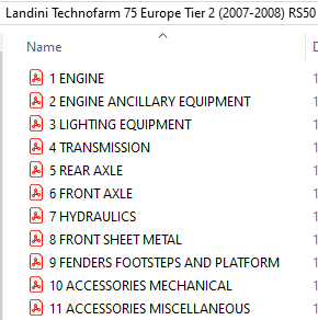Landini Technofarm 75 Europe Tier 2 (2007-2008) RS50 - Parts Catalog