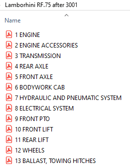 Lamborghini RF.75 after 3001 - Parts Catalog