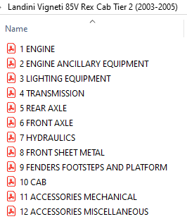Landini Vigneti 85V Rex Cab Tier 2 (2003-2005) Parts Catalog