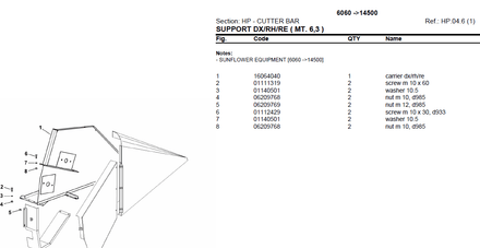 Deutz Fahr 6060 after 14500 Combine Harvester - Parts Catalog