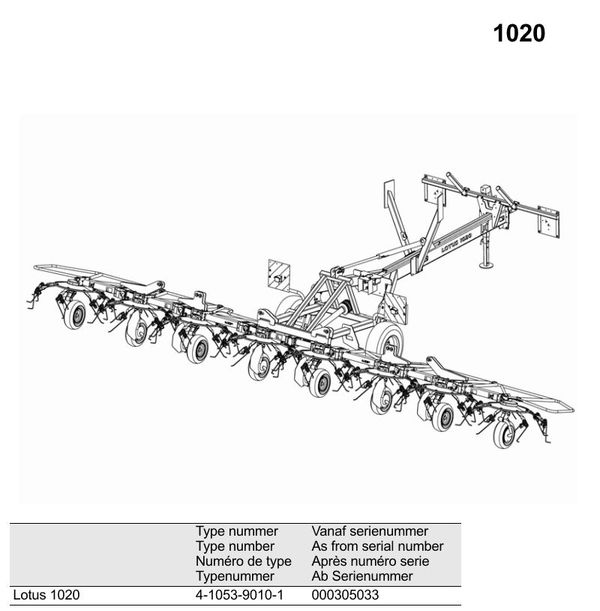Lely Lotus 1020 Rotary Tedder Parts Catalog