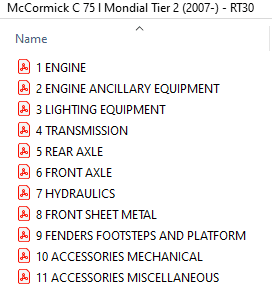 McCormick C 75 l Mondial Tier 2 (2007-) - RT30 Parts Catalog